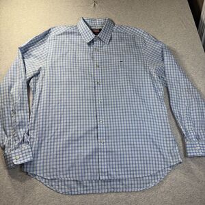 Vineyard Vines Collegiate Shirt Blue White Long Sleeve Button Up Size Large